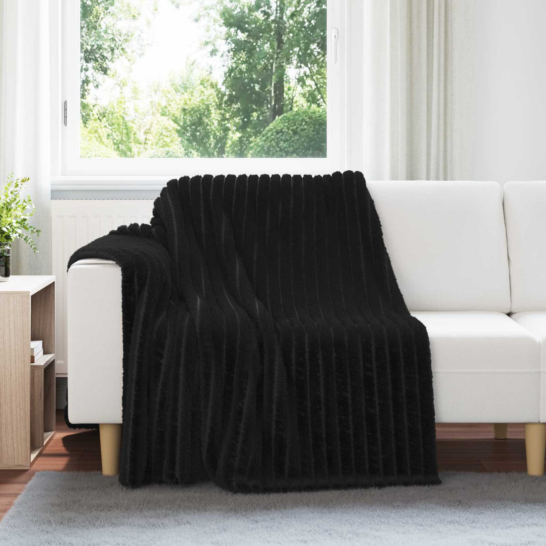 vidaXL Mantitas de Sofá 6 uds. Negro 200 x 150 cm 4.75 kg Lana