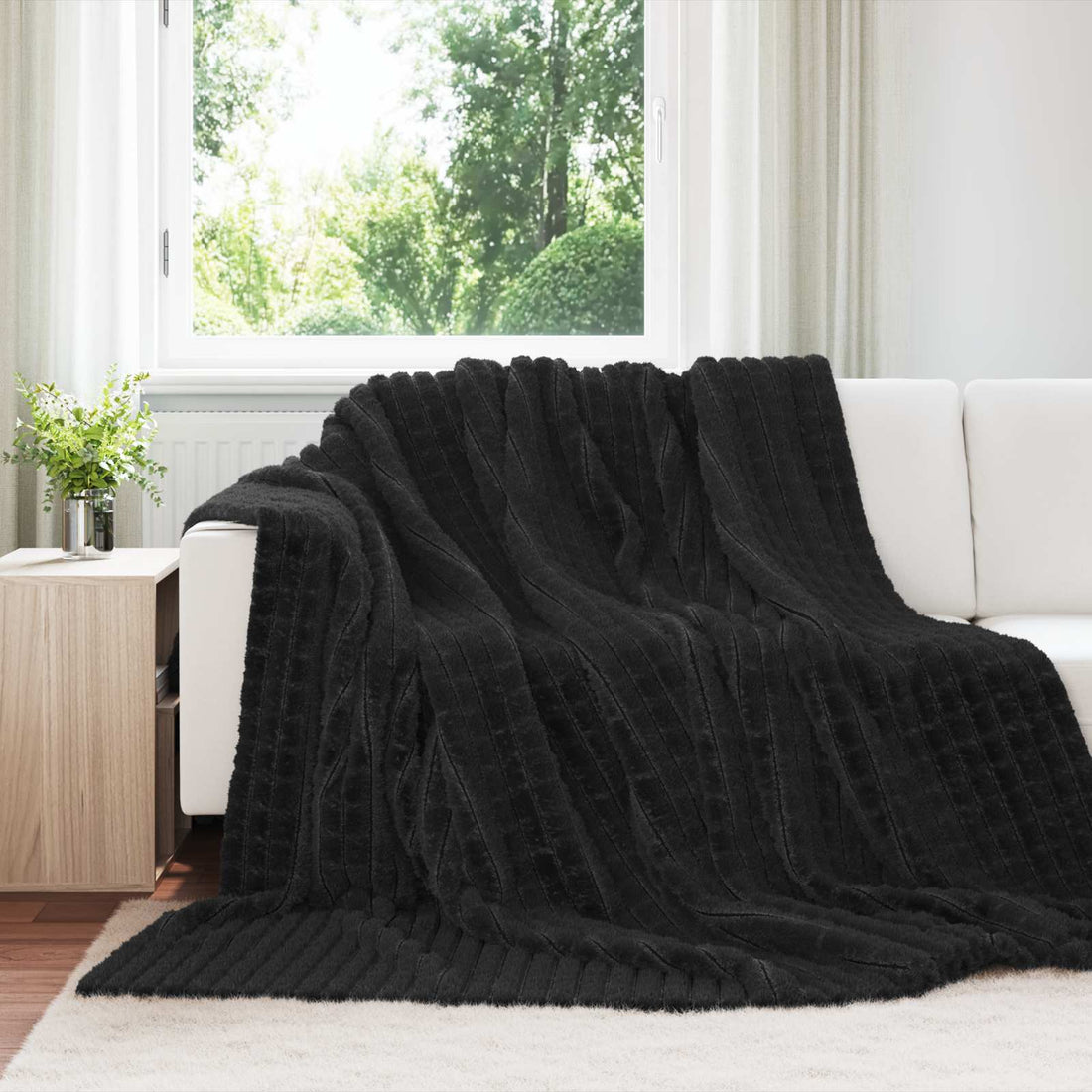 vidaXL Manta Negro 240 x 220 cm 1.47 kg Lana