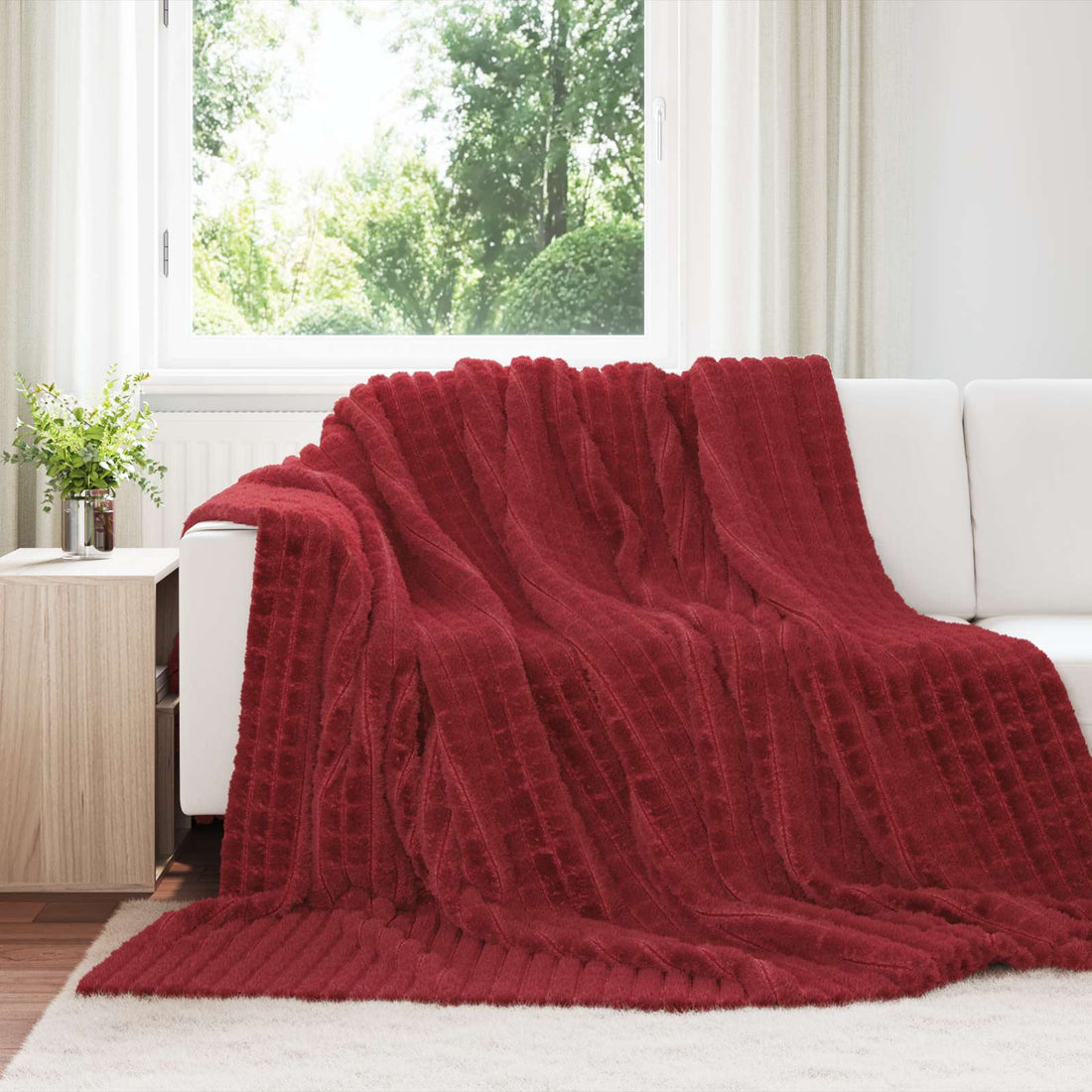 vidaXL Manta Rojo Burdeos 240 x 220 cm 1.37 kg Lana