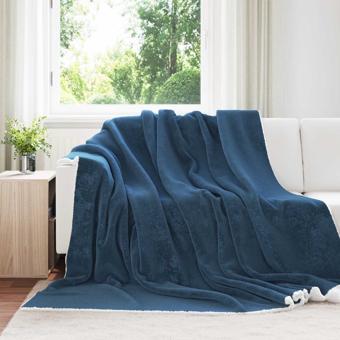 vidaXL Manta Azul marino 220 x 240 cm 2.67 kg Lana