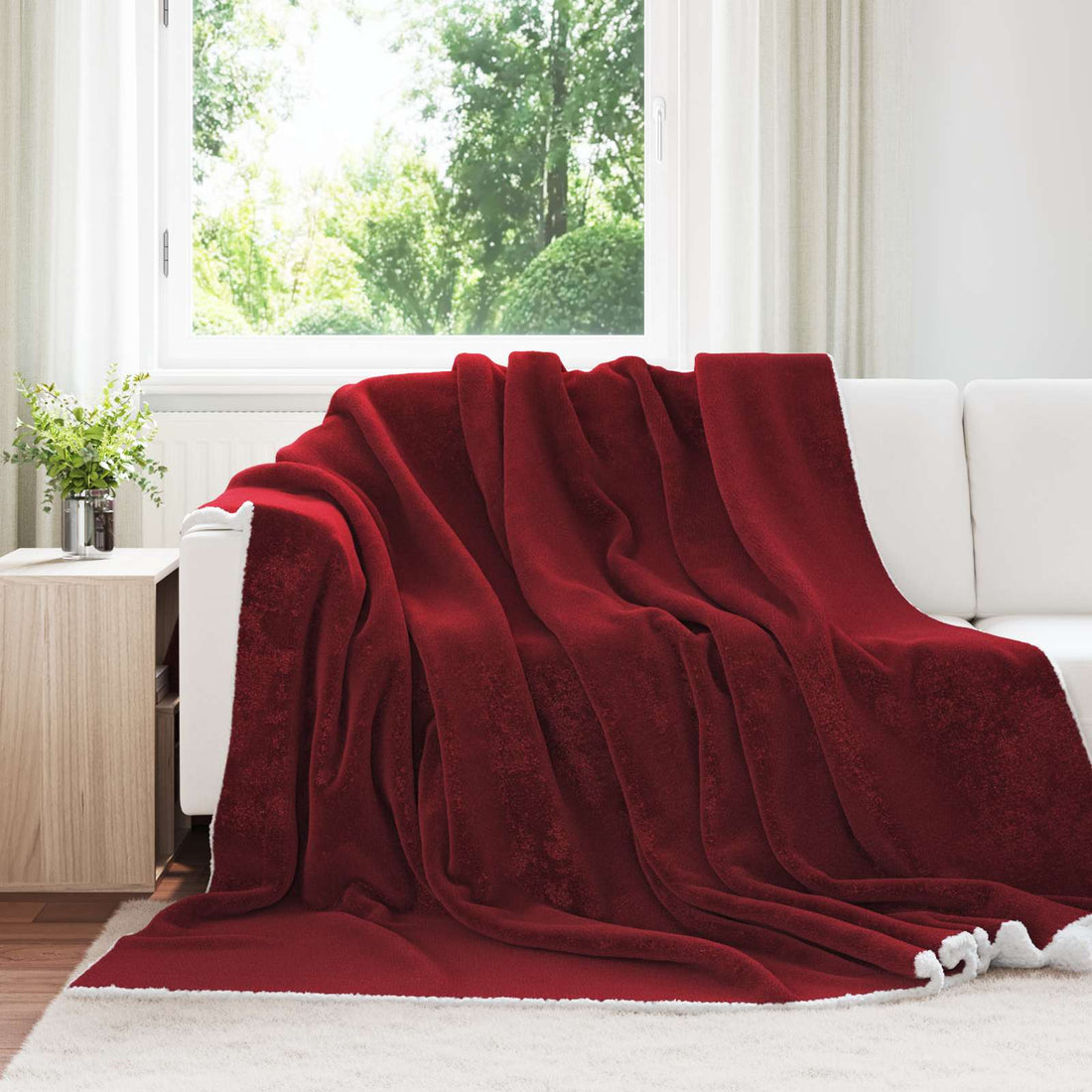 vidaXL Manta Rojo Burdeos 240 x 270 cm 3.17 kg Lana