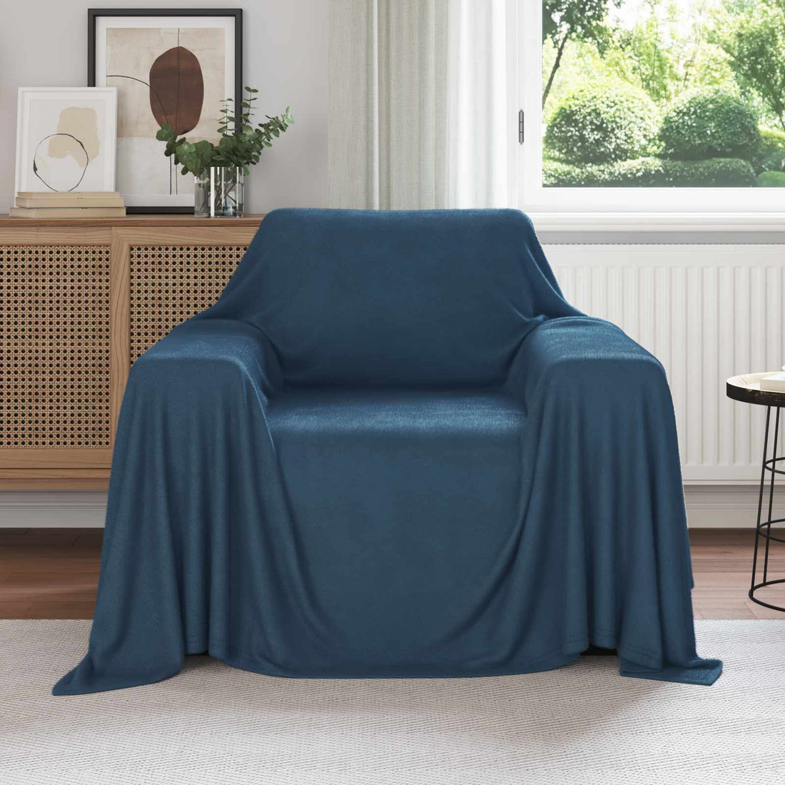 vidaXL Mantitas de Sofá 6 uds. Azul marino 210 x 140 cm 2.44 kg Lana