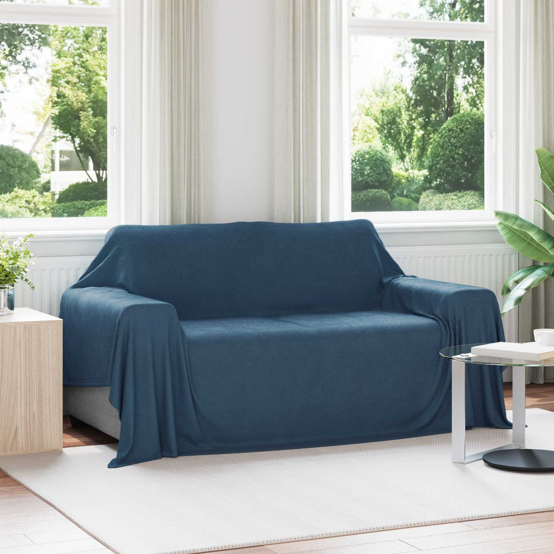 vidaXL Mantitas de Sofá 6 uds. Azul marino 280 x 210 cm 4.74 kg Lana