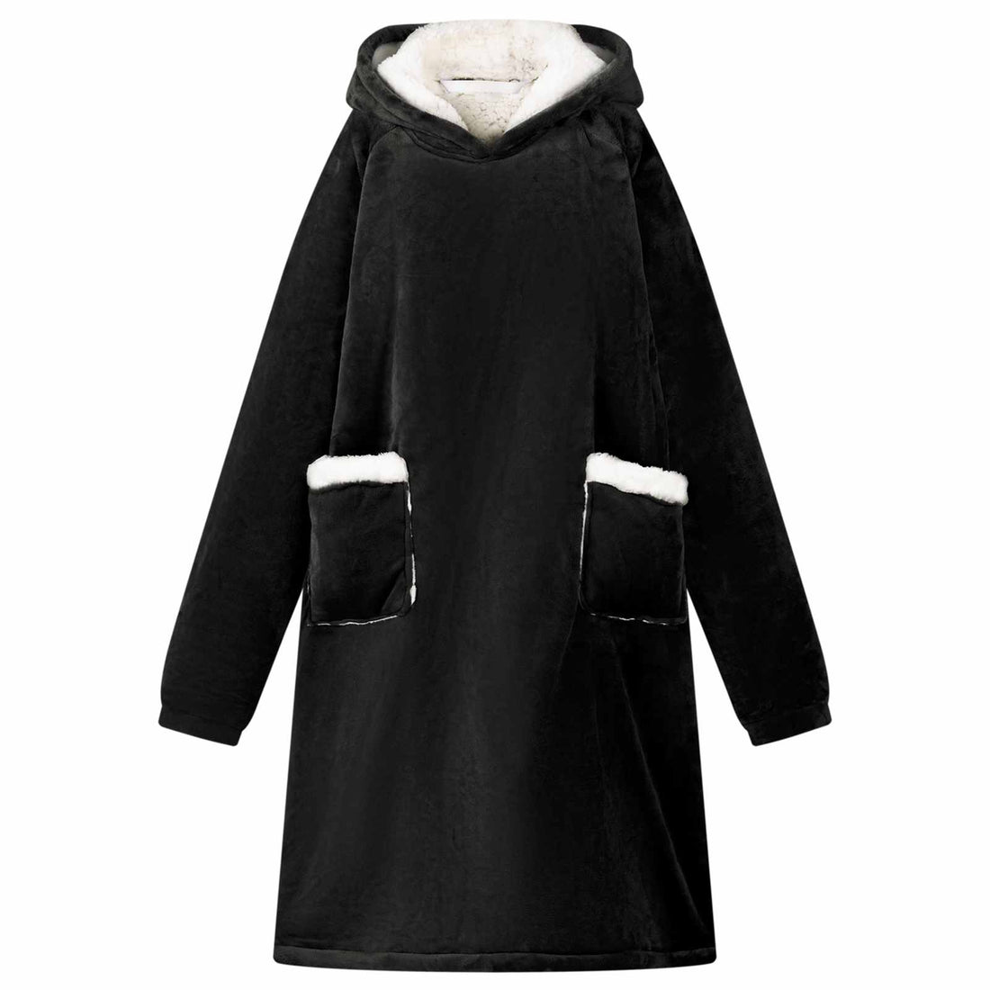 vidaXL Sudadera manta Negro L Forro Polar y Franela