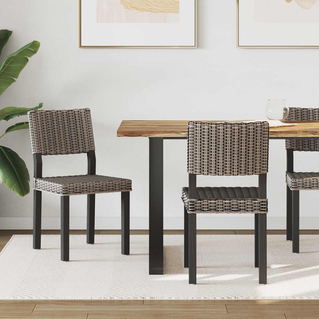 vidaXL Silla de comedor GENDT 2 uds. Ratán Kubu Lavado negro
