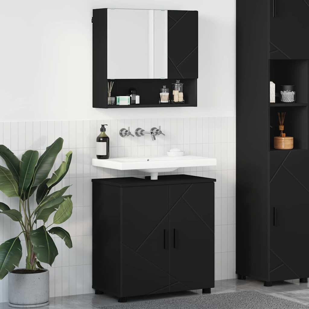 vidaXL Juego de muebles de baño 2 uds. Negro 61 x 35 x 64 cm
