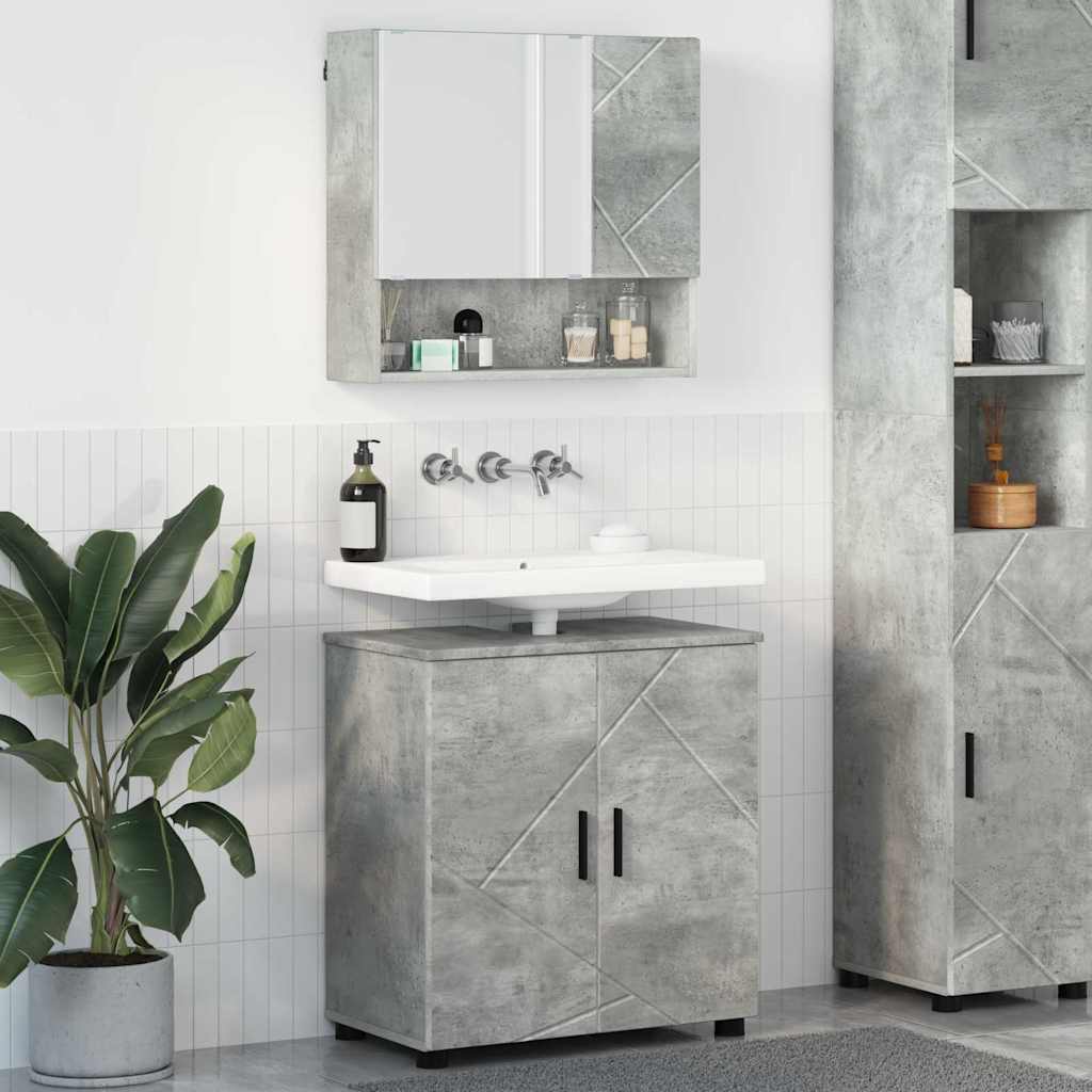 vidaXL Juego de muebles de baño 2 uds. Gris Concreto 61 x 35 x 64 cm