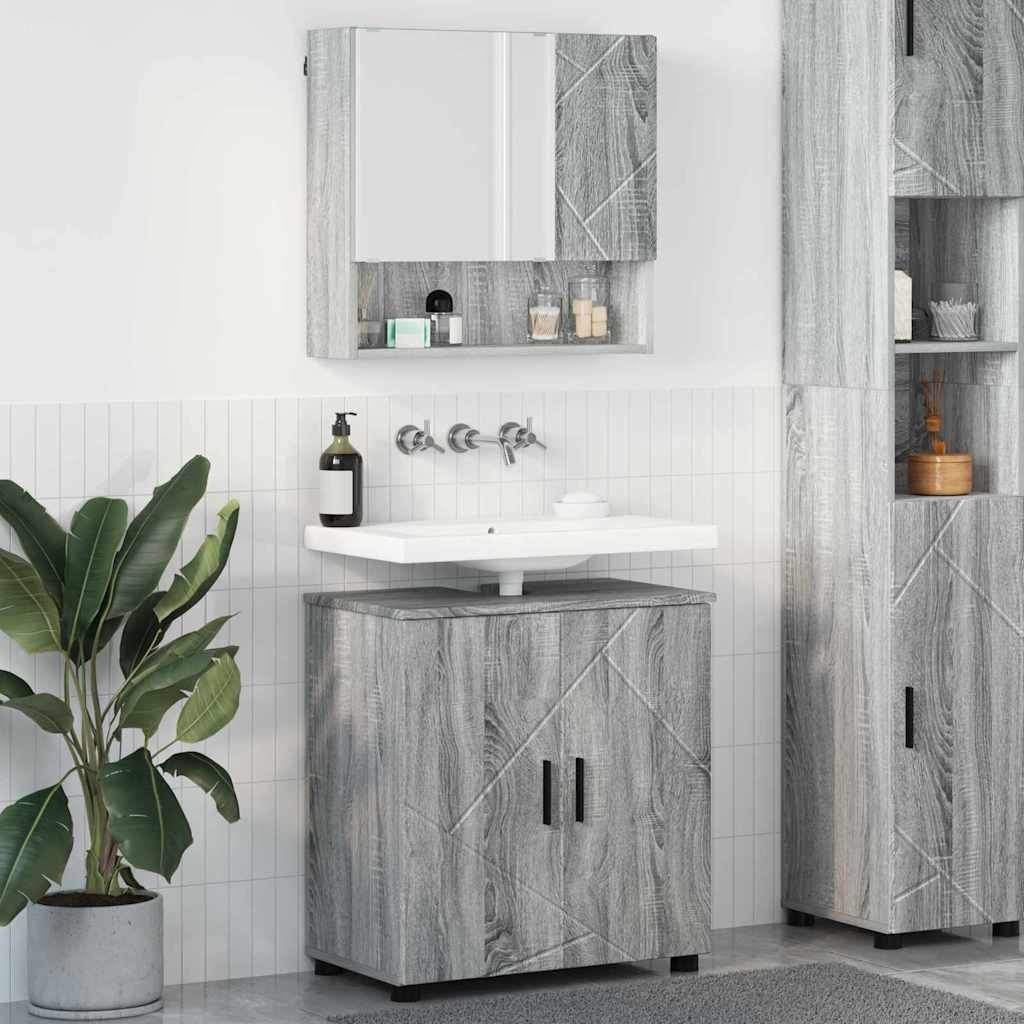 vidaXL Juego de muebles de baño 2 uds. Gris Sonoma 61 x 35 x 64 cm
