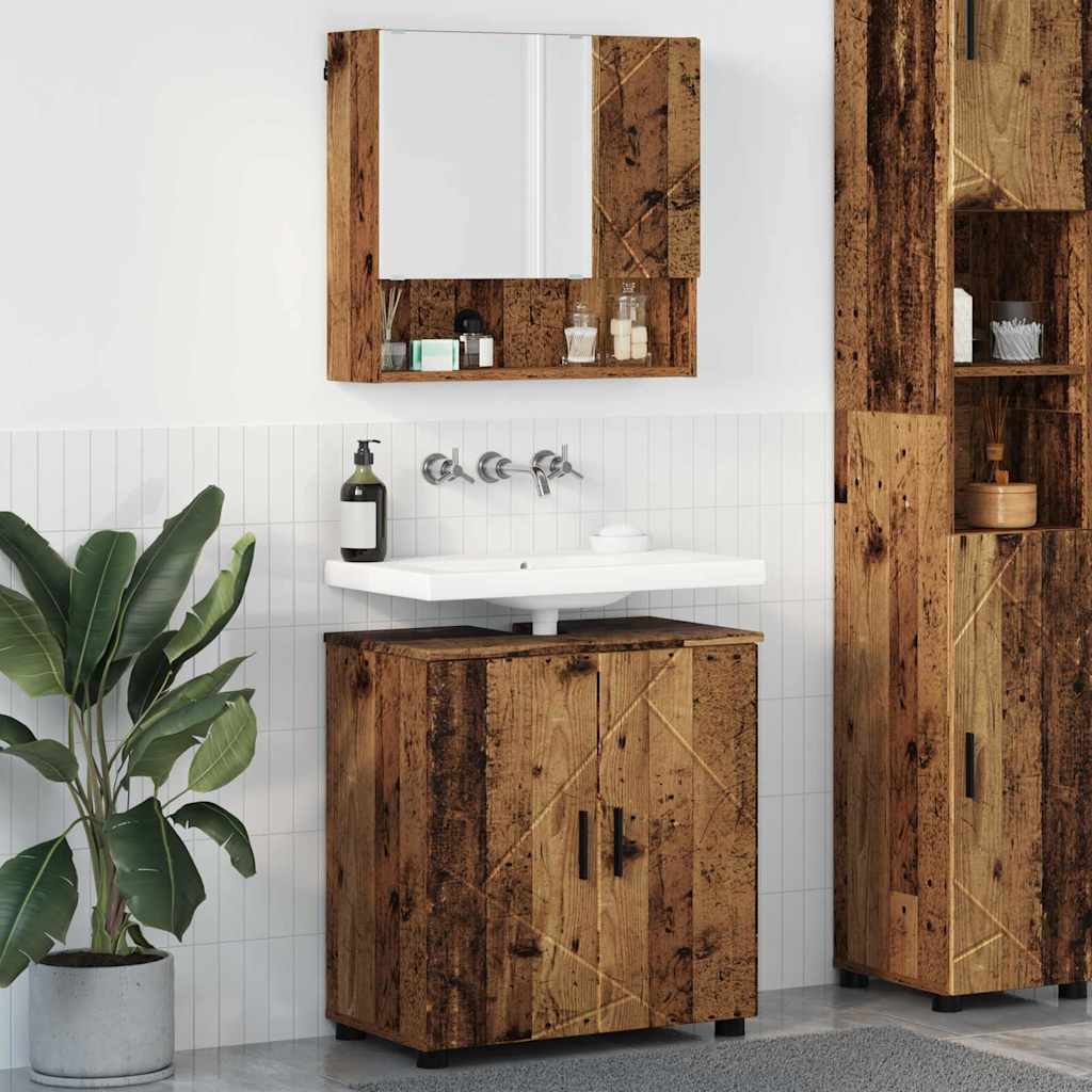 vidaXL Juego de muebles de baño 2 uds. Madera envejecida