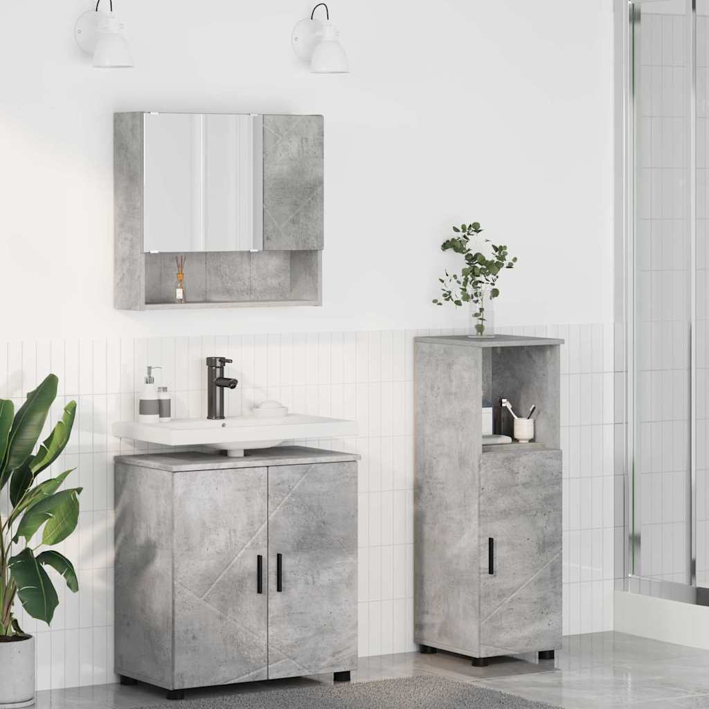 vidaXL Juego de muebles de baño 3 uds. Gris Concreto 61 x 35 x 64 cm