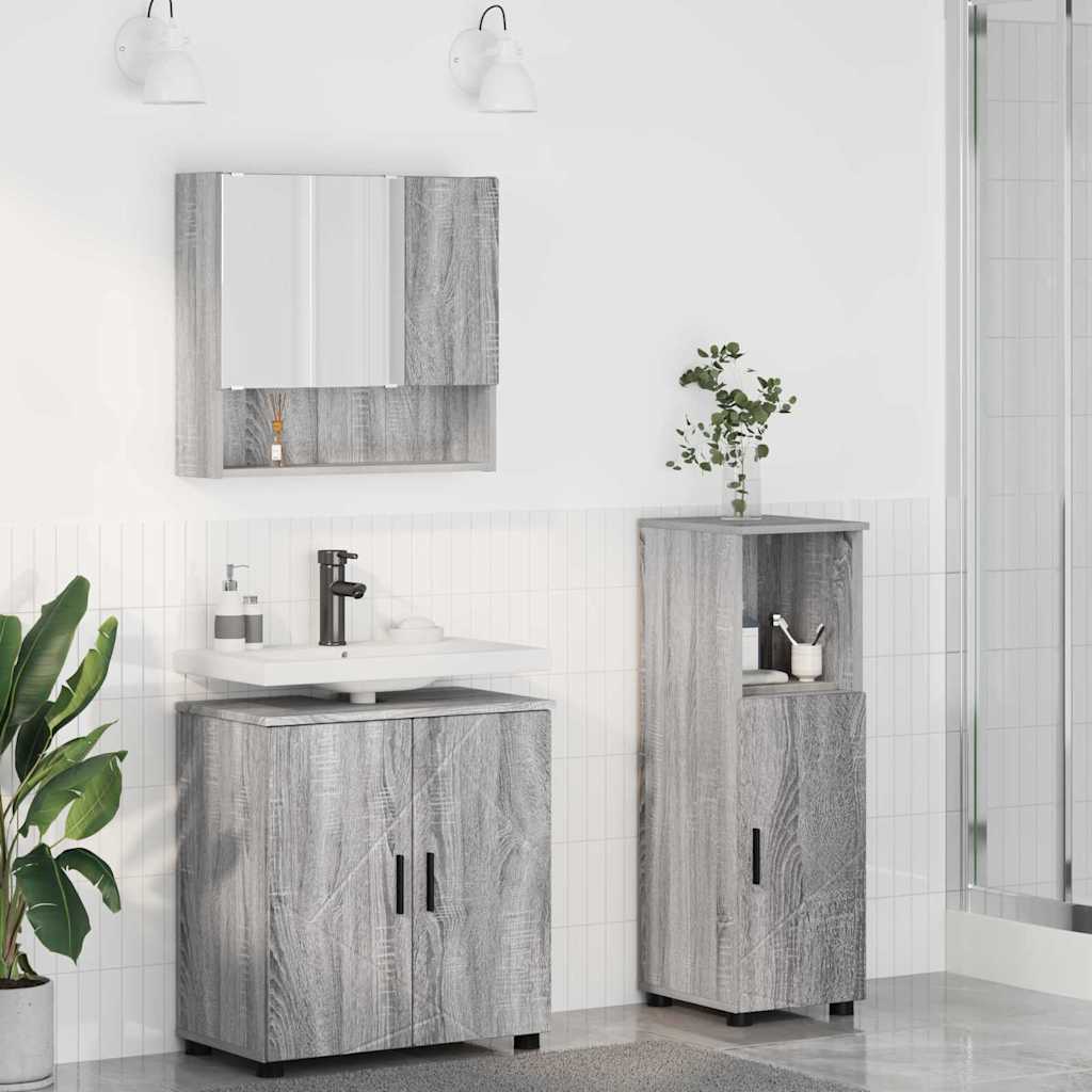 vidaXL Juego de muebles de baño 3 uds. Gris Sonoma 61 x 35 x 64 cm