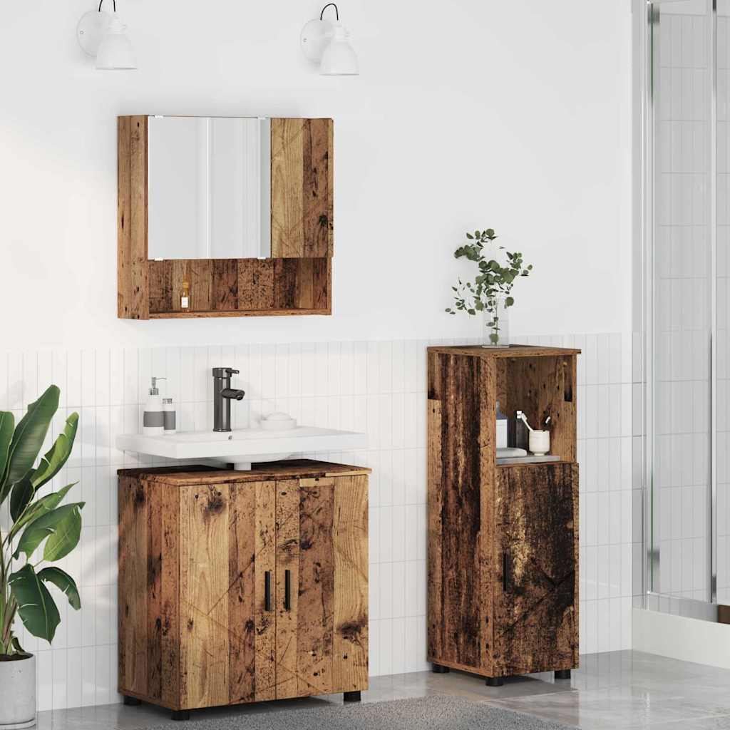 vidaXL Juego de muebles de baño 3 uds. Madera Vieja 61 x 35 x 64 cm