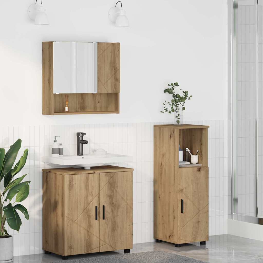 vidaXL Juego de muebles de baño 3 uds. Roble artisan 61 x 35 x 64 cm