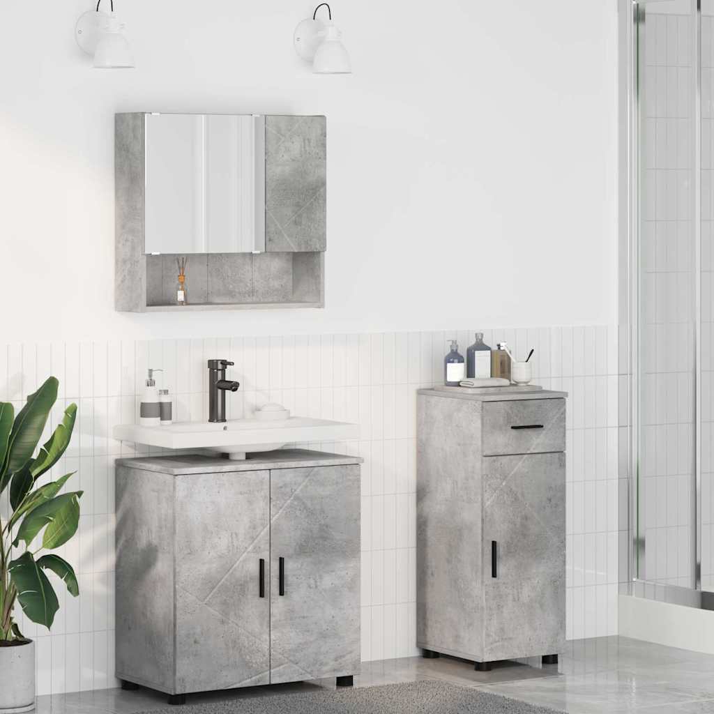 vidaXL Juego de muebles de baño 3 uds. Gris Concreto 61 x 35 x 64 cm