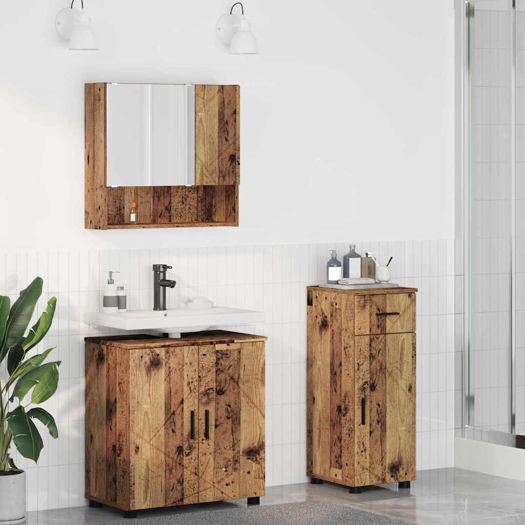vidaXL Juego de muebles de baño 3 uds. Madera Vieja 61 x 35 x 64 cm