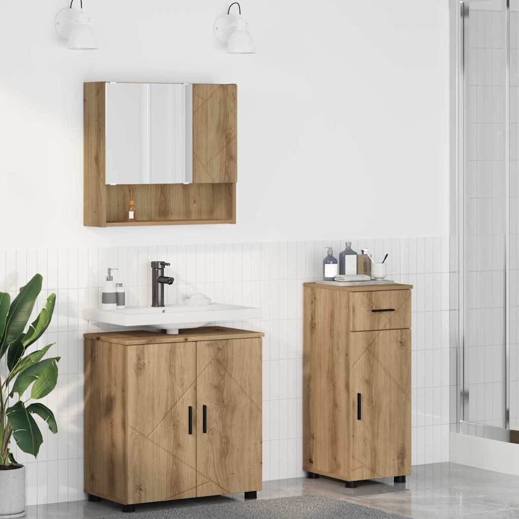 vidaXL Juego de muebles de baño 3 uds. Roble artisan 61 x 35 x 64 cm