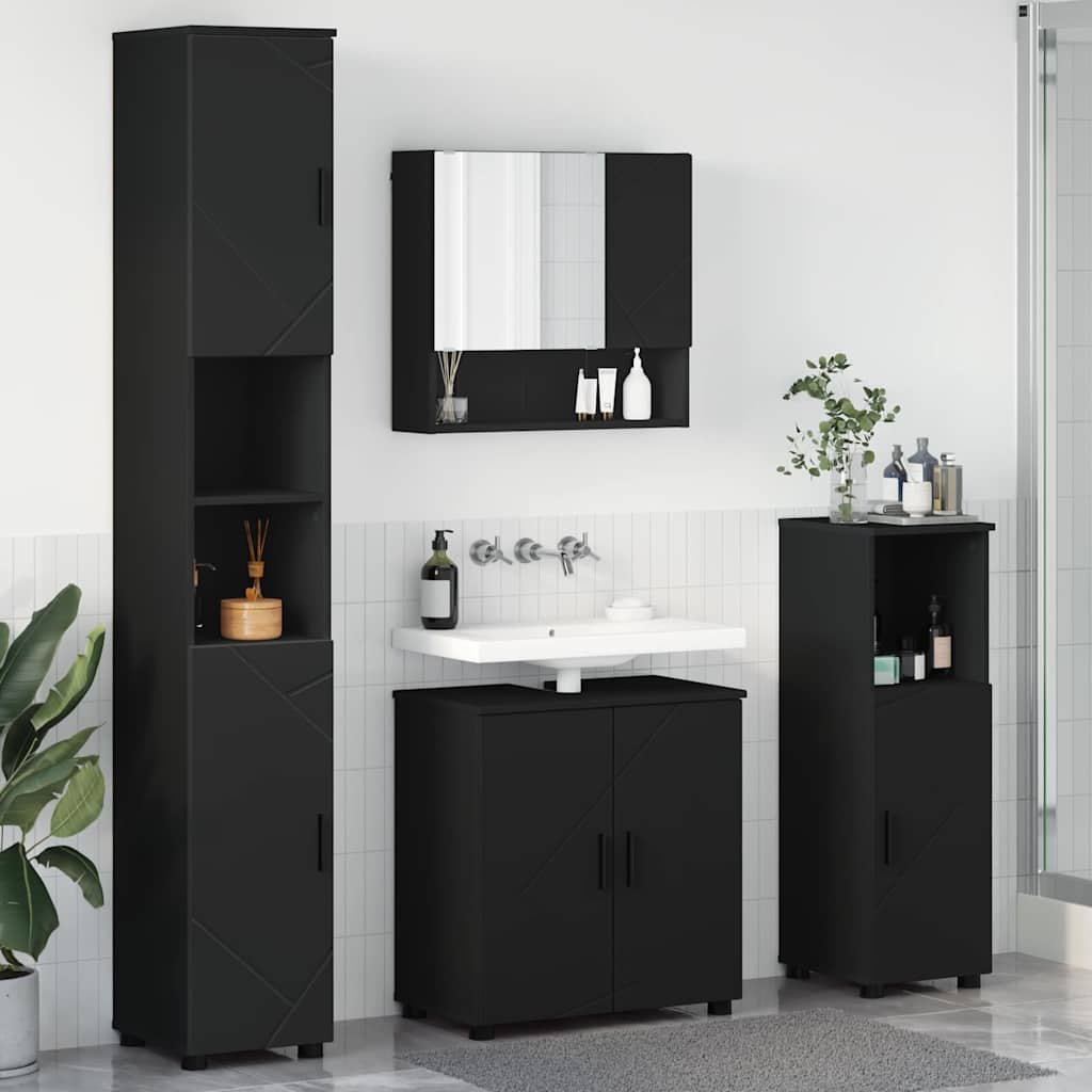 vidaXL Juego de muebles de baño 4 uds. Negro 61 x 35 x 64 cm