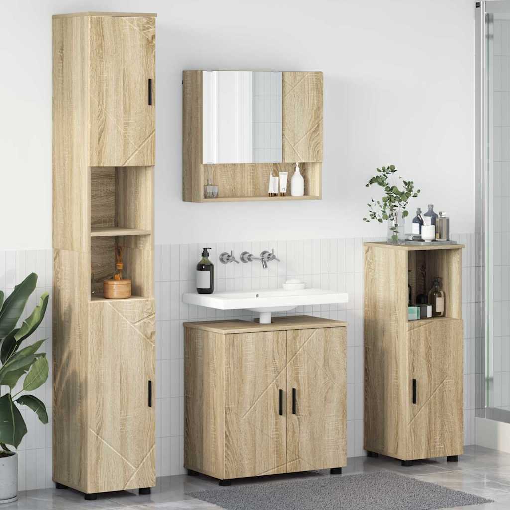 vidaXL Juego de muebles de baño 4 uds. Roble Sonoma 61 x 35 x 64 cm