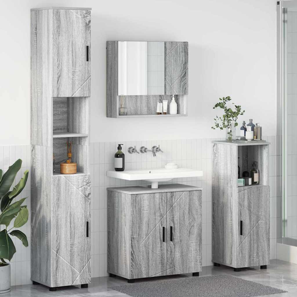 vidaXL Juego de muebles de baño 4 uds. Gris Sonoma 61 x 35 x 64 cm