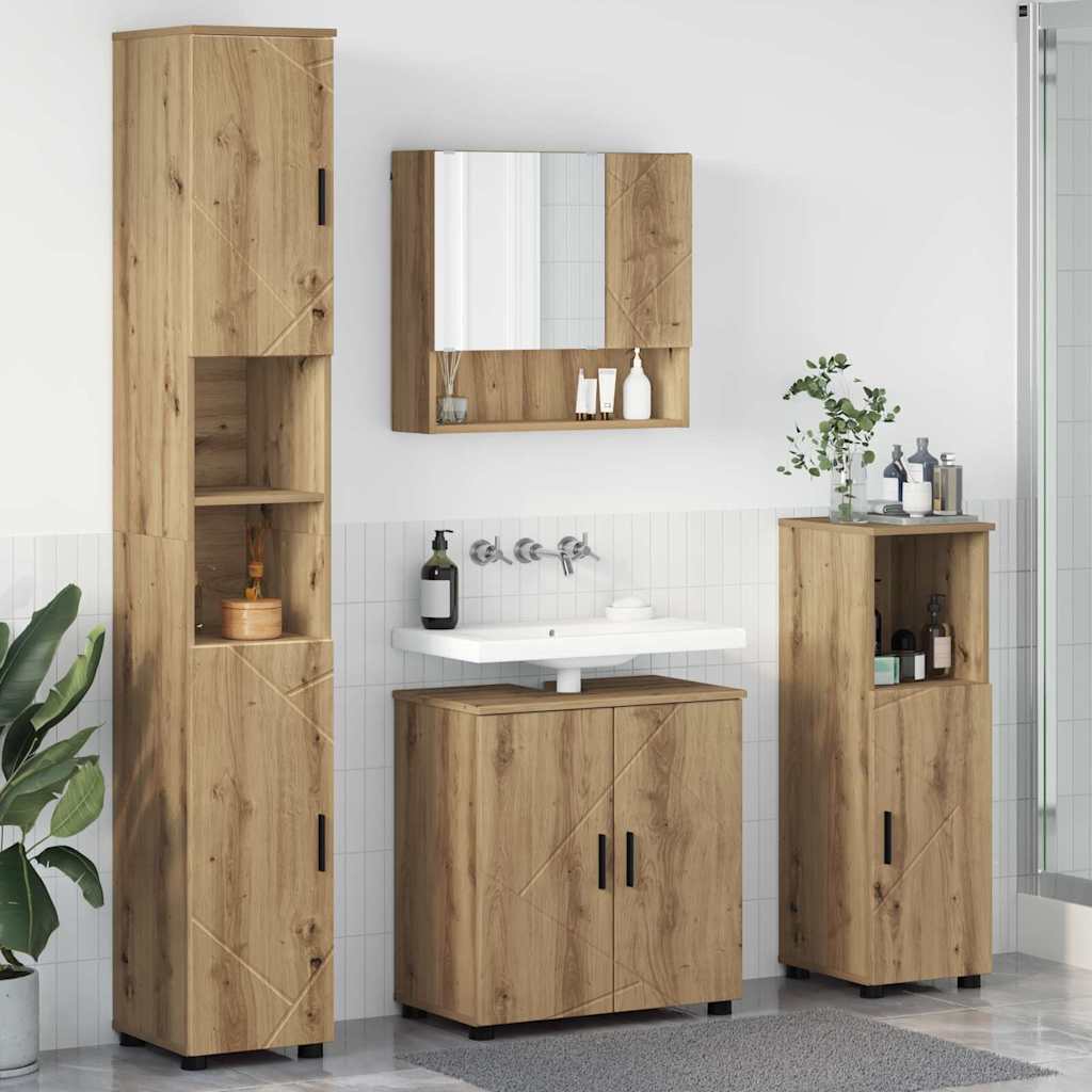 vidaXL Juego de muebles de baño 4 uds. Roble artisan 61 x 35 x 64 cm