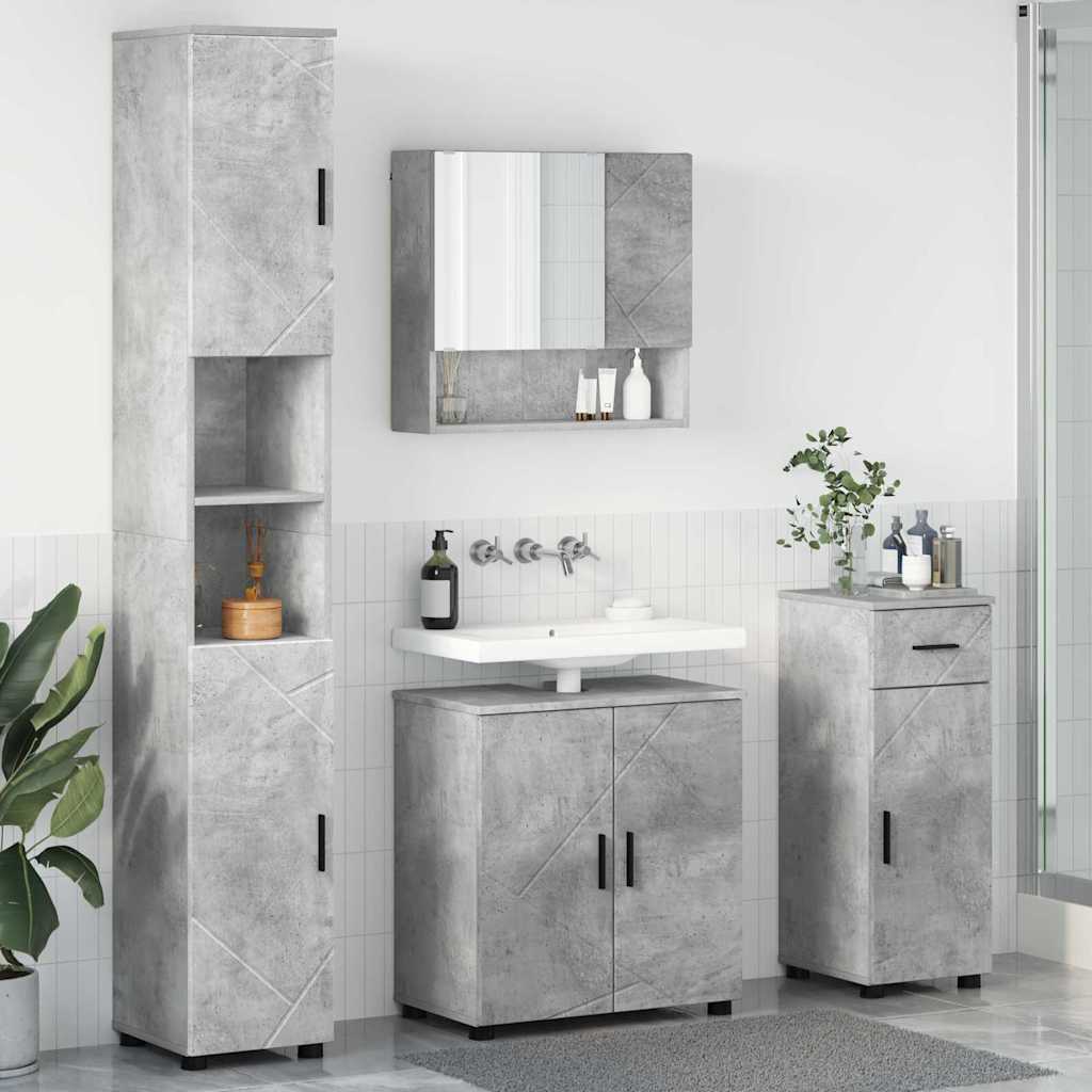 vidaXL Juego de muebles de baño 4 uds. Gris Concreto 61 x 35 x 64 cm