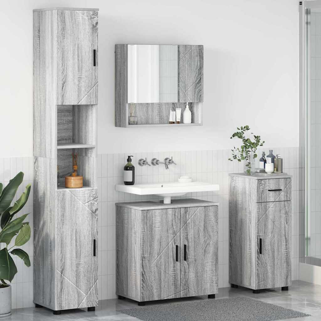vidaXL Juego de muebles de baño 4 uds. Gris Sonoma 61 x 35 x 64 cm