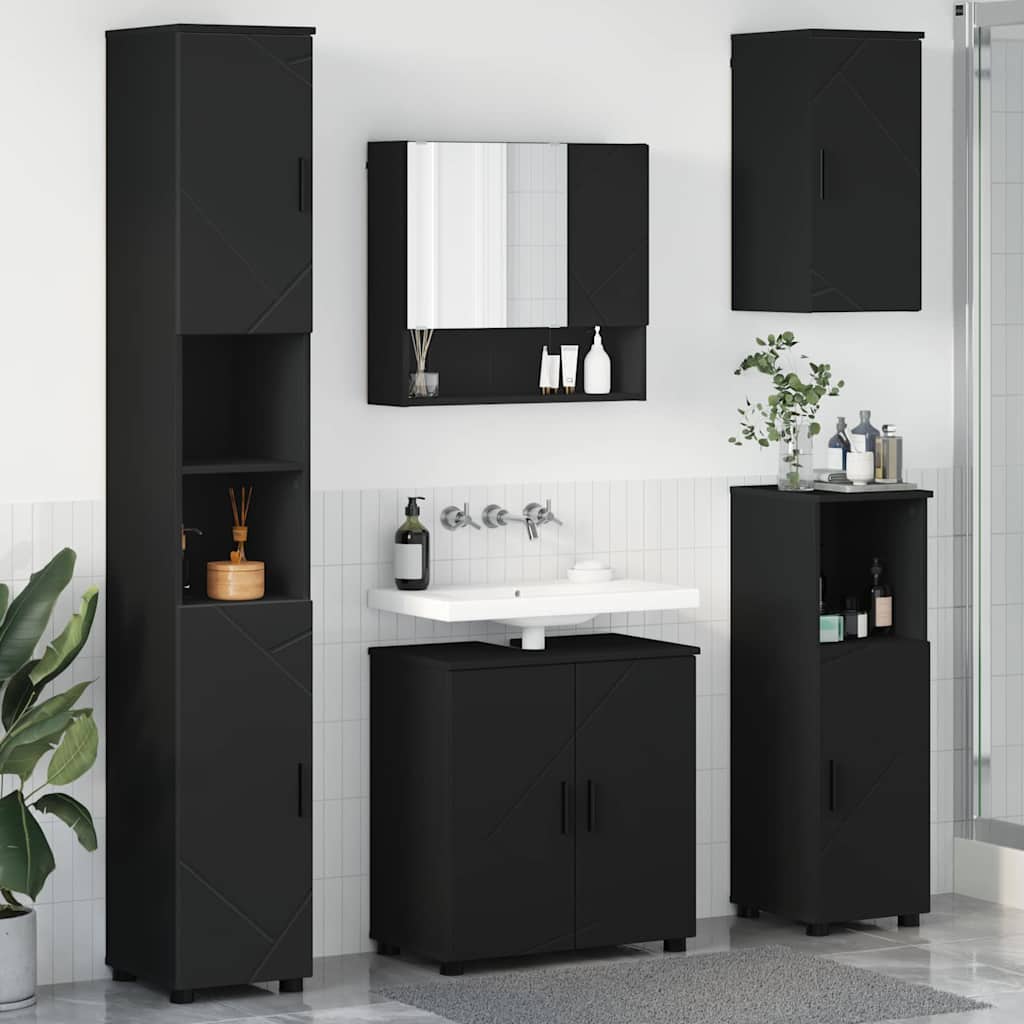 vidaXL Juego de muebles de baño 5 uds. Negro 61 x 35 x 64 cm