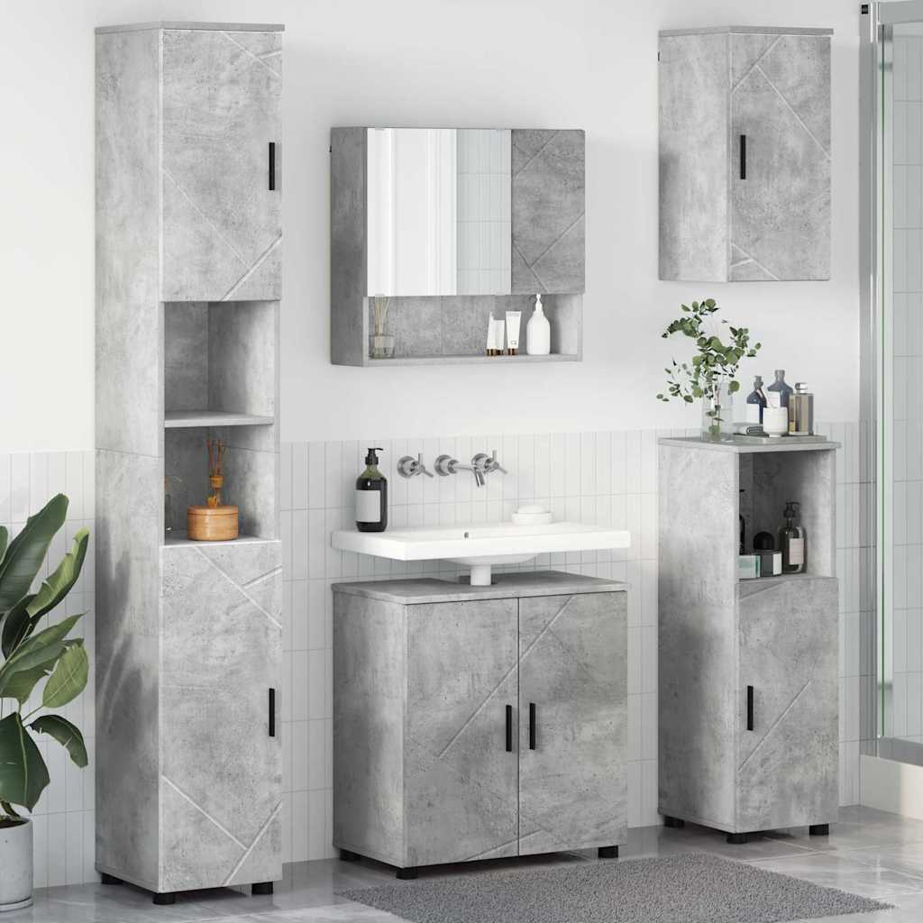 vidaXL Juego de muebles de baño 5 uds. Gris Concreto 61 x 35 x 64 cm