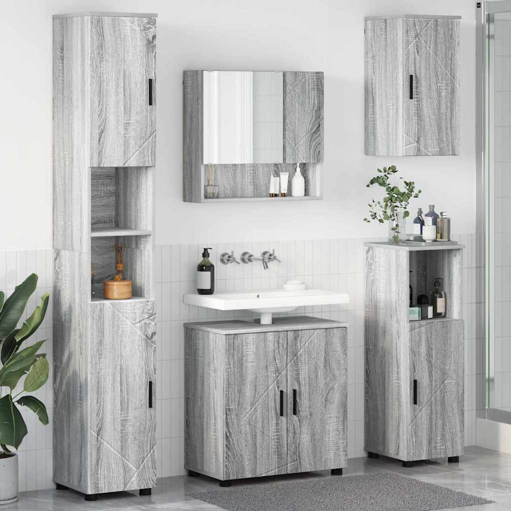 vidaXL Juego de muebles de baño 5 uds. Gris Sonoma 61 x 35 x 64 cm