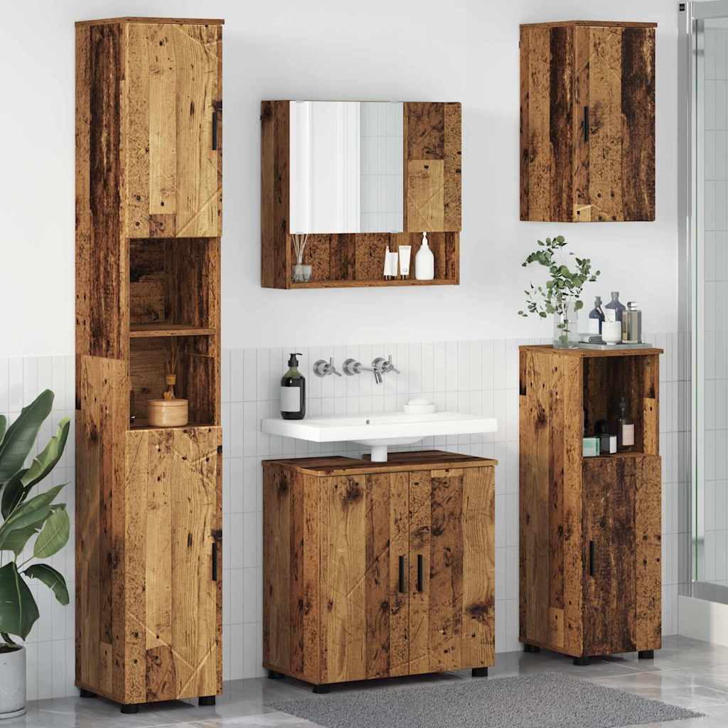 vidaXL Juego de muebles de baño 5 uds. Madera Vieja 61 x 35 x 64 cm