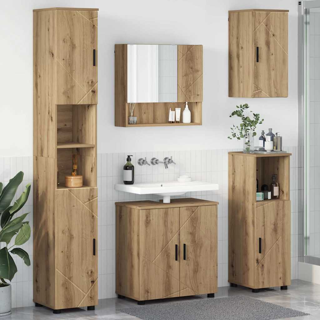 vidaXL Juego de muebles de baño 5 uds. Roble artisan 61 x 35 x 64 cm