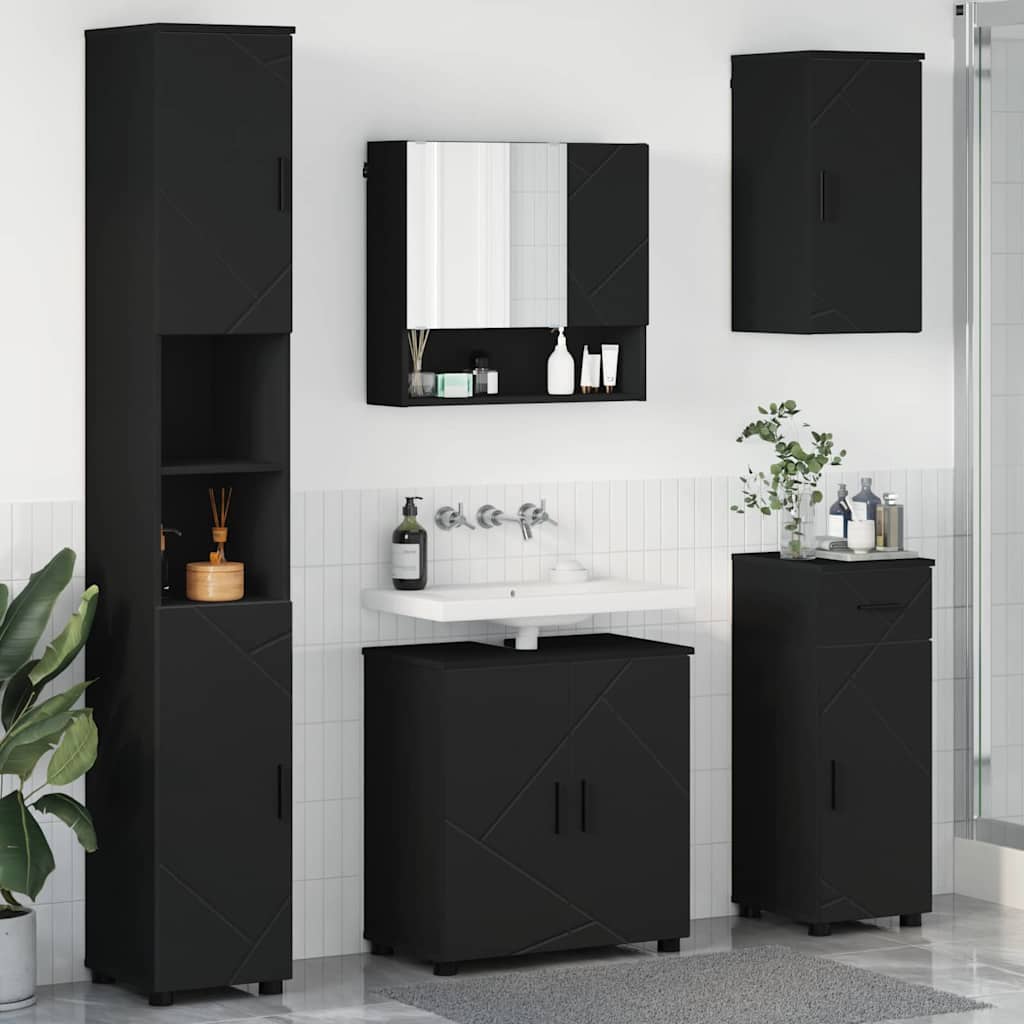 vidaXL Juego de muebles de baño 5 uds. Negro 61 x 35 x 64 cm