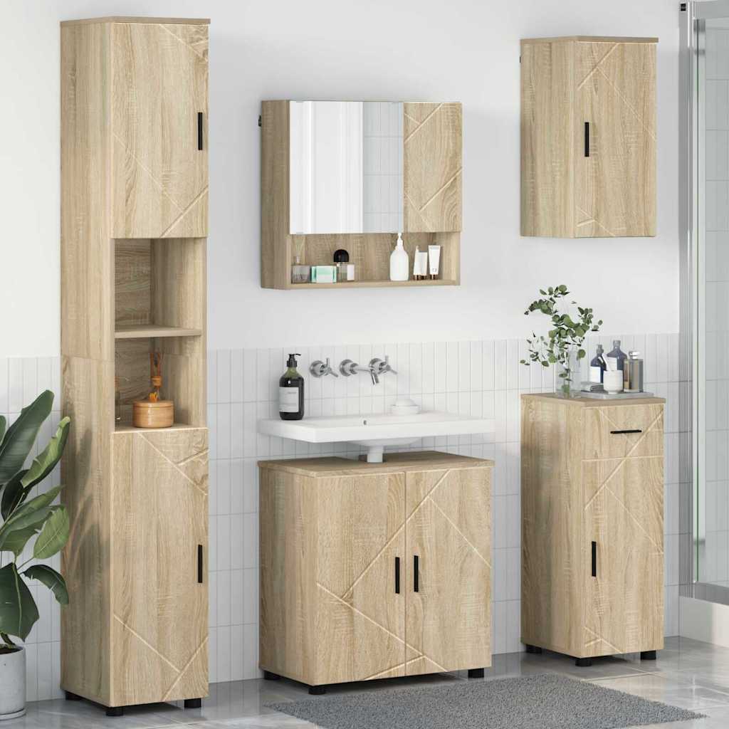 vidaXL Juego de muebles de baño 5 uds. Roble Sonoma 61 x 35 x 64 cm