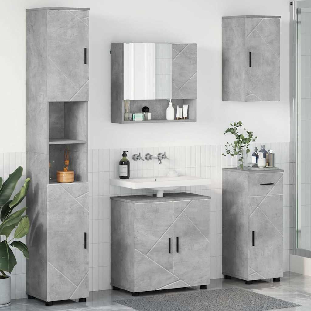 vidaXL Juego de muebles de baño 5 uds. Gris Concreto 61 x 35 x 64 cm