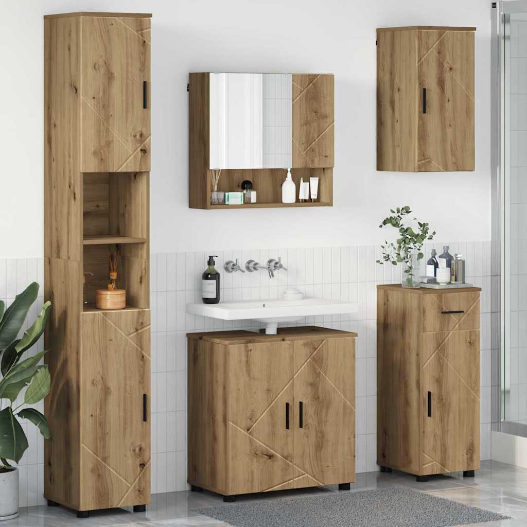 vidaXL Juego de muebles de baño 5 uds. Roble artisan 61 x 35 x 64 cm
