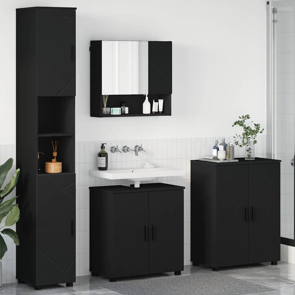 vidaXL Juego de muebles de baño 4 uds. Negro 61 x 35 x 64 cm