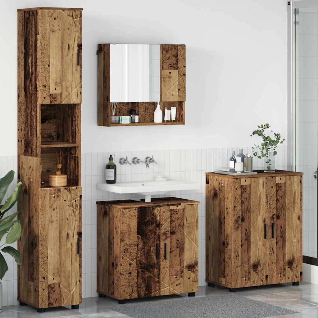 vidaXL Juego de muebles de baño 4 uds. Madera Vieja 61 x 35 x 64 cm