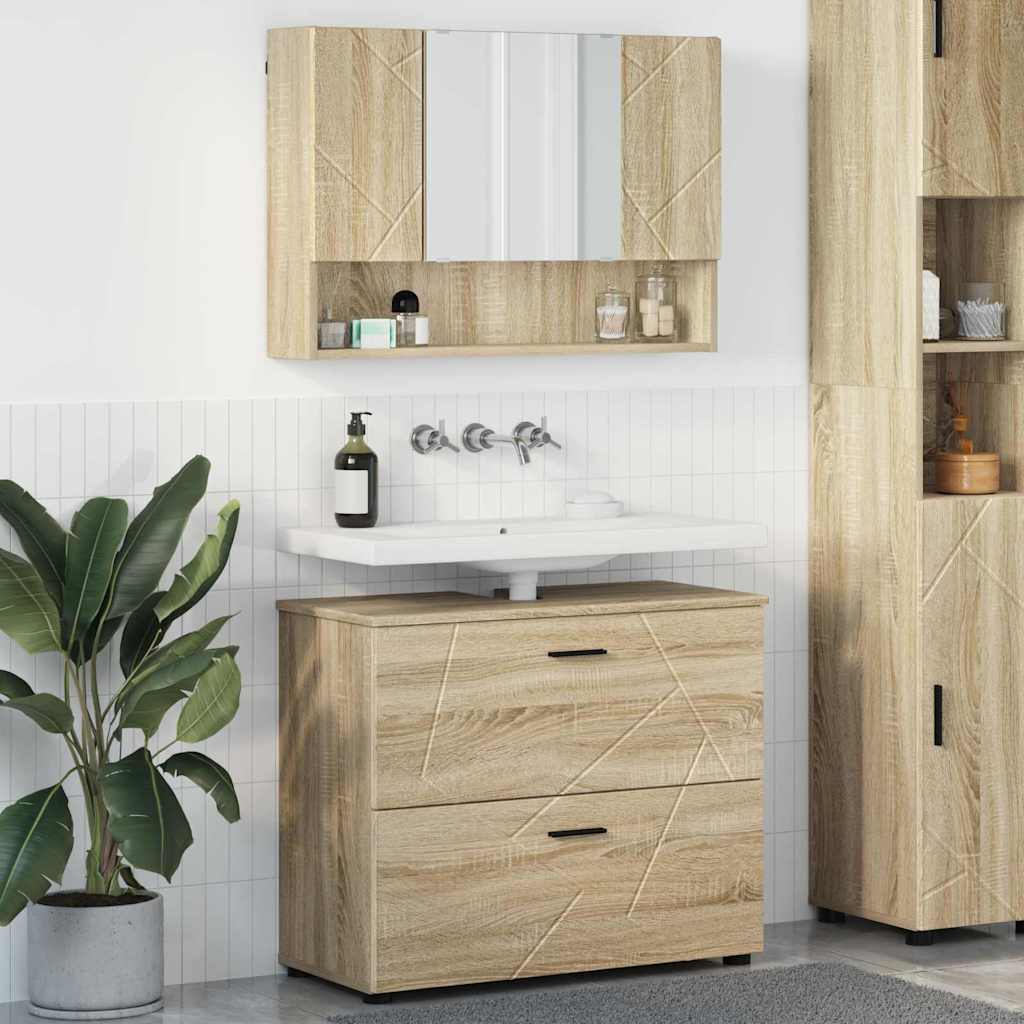 vidaXL Juego de muebles de baño 2 uds. Roble Sonoma 76,5 x 35 x 64 cm