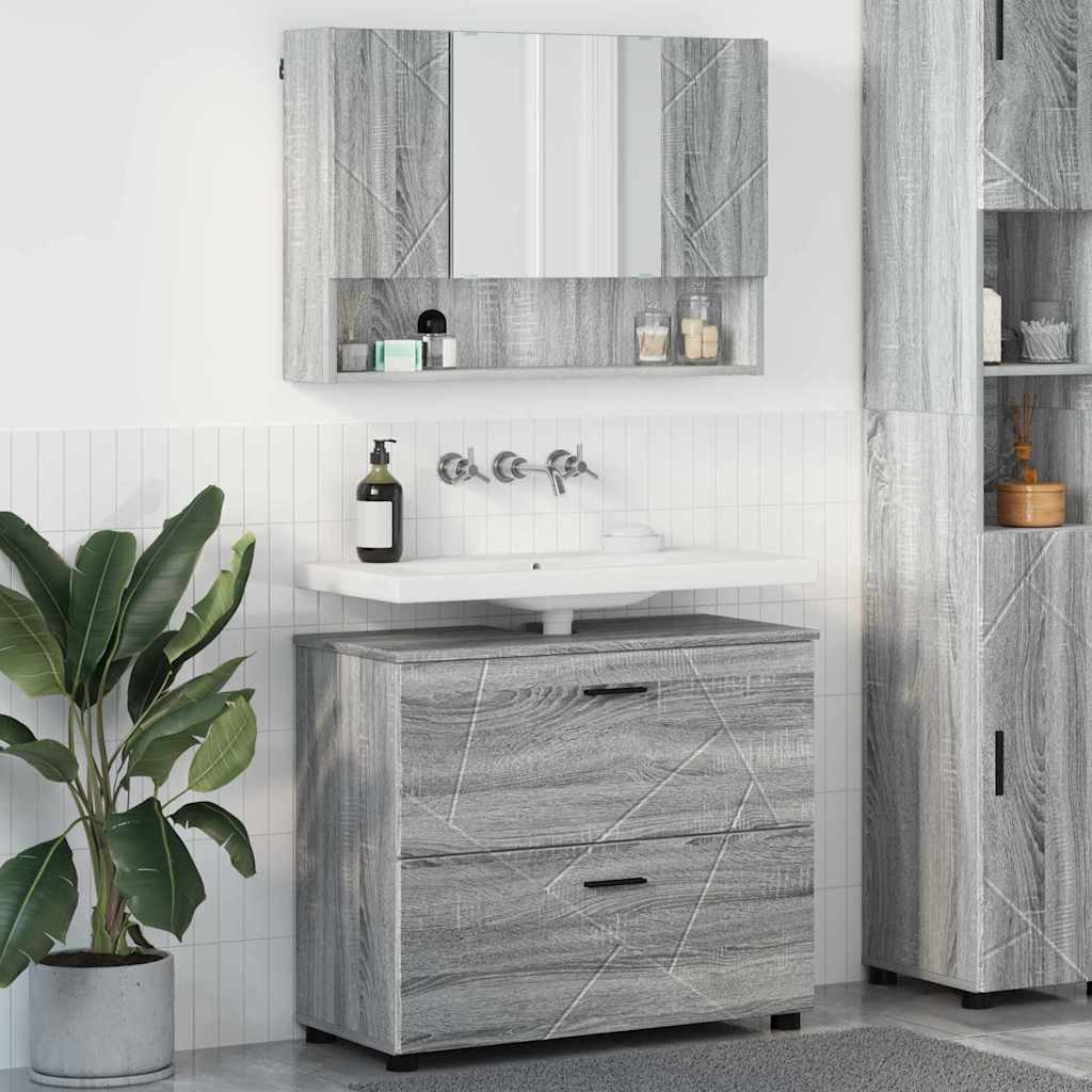 vidaXL Juego de muebles de baño 2 uds. Gris Sonoma 76,5 x 35 x 64 cm