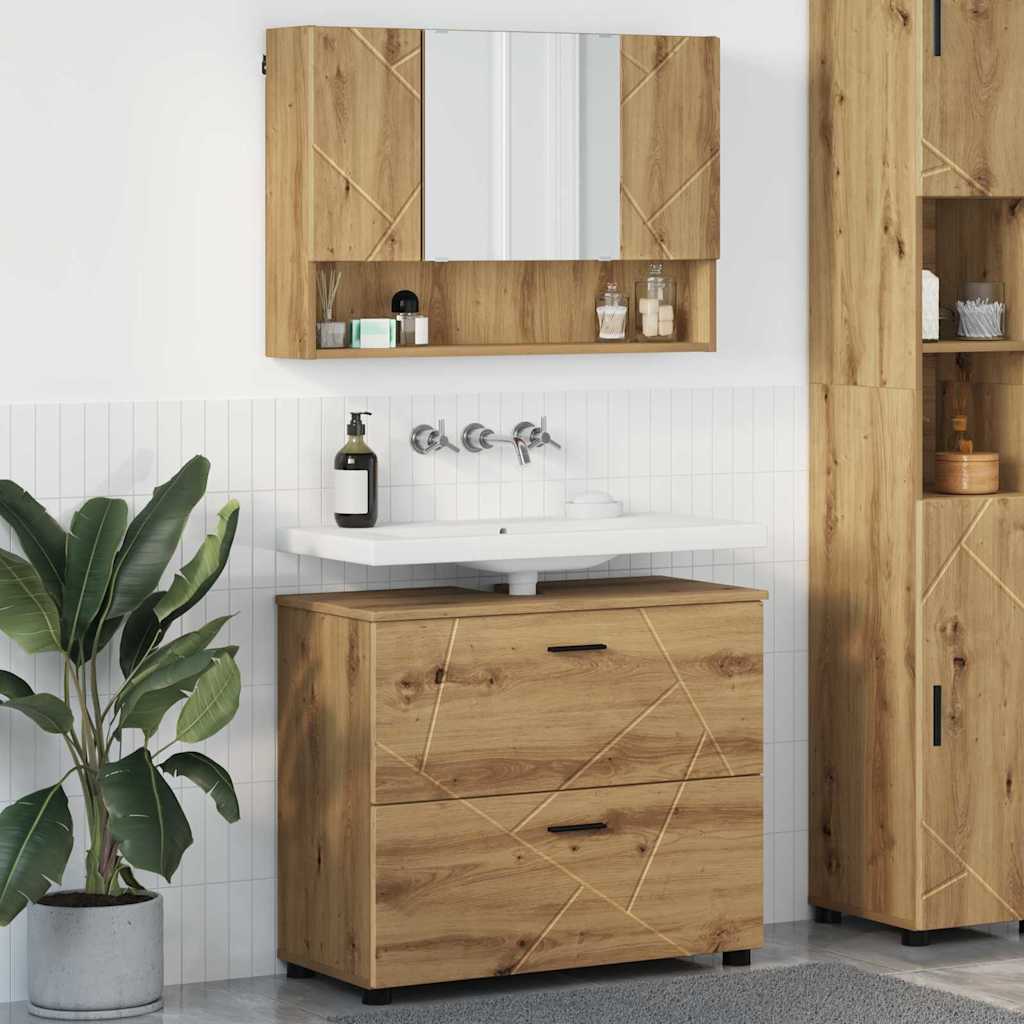 vidaXL Juego de muebles de baño 2 uds. Roble artisan 76,5 x 35 x 64 cm