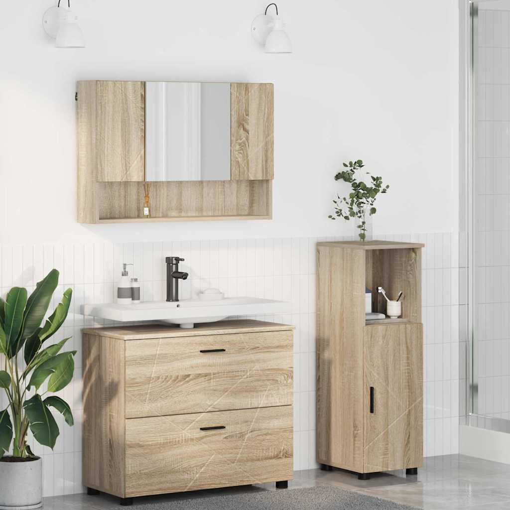 vidaXL Juego de muebles de baño 3 uds. Roble Sonoma