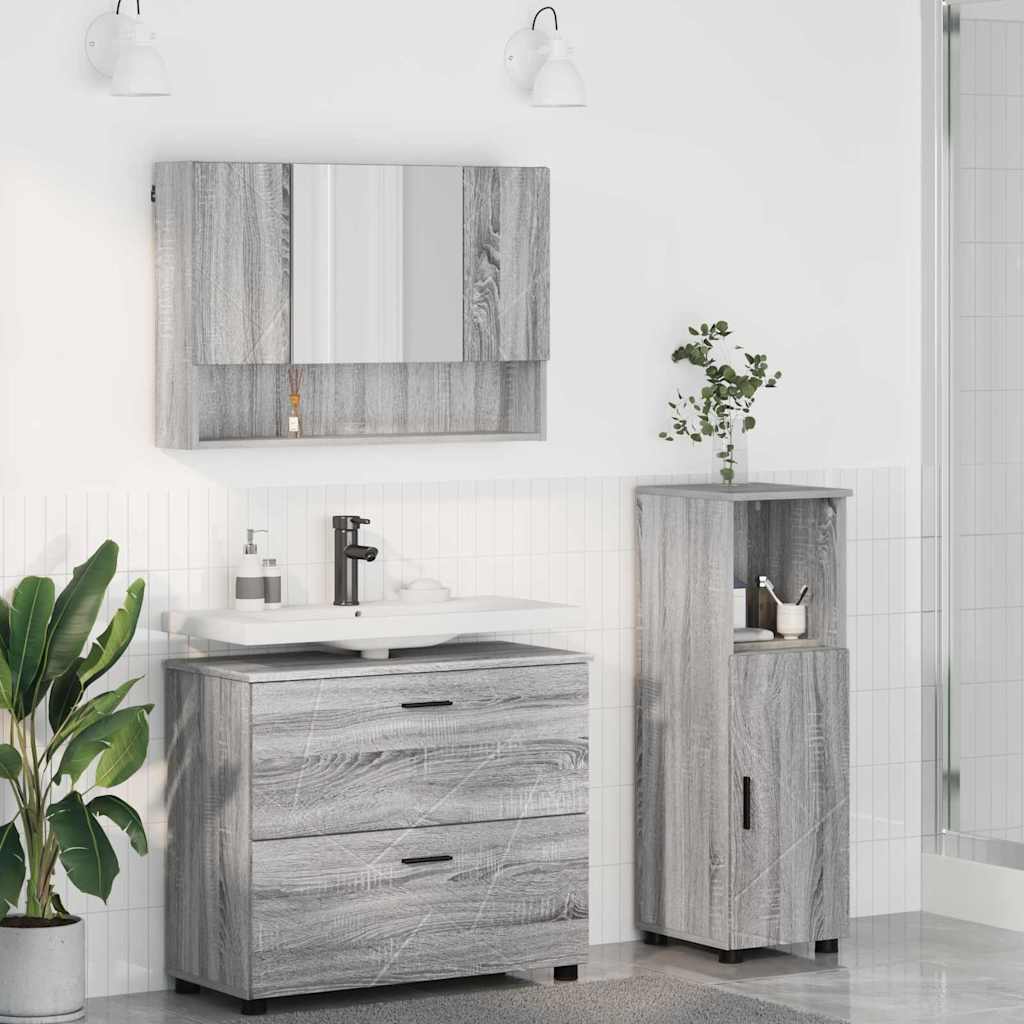 vidaXL Juego de muebles de baño 3 uds. Gris Sonoma