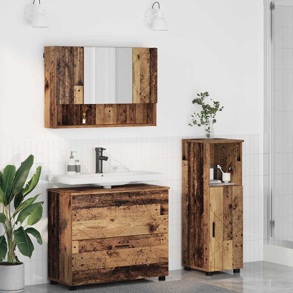 vidaXL Juego de muebles de baño 3 uds. Madera envejecida