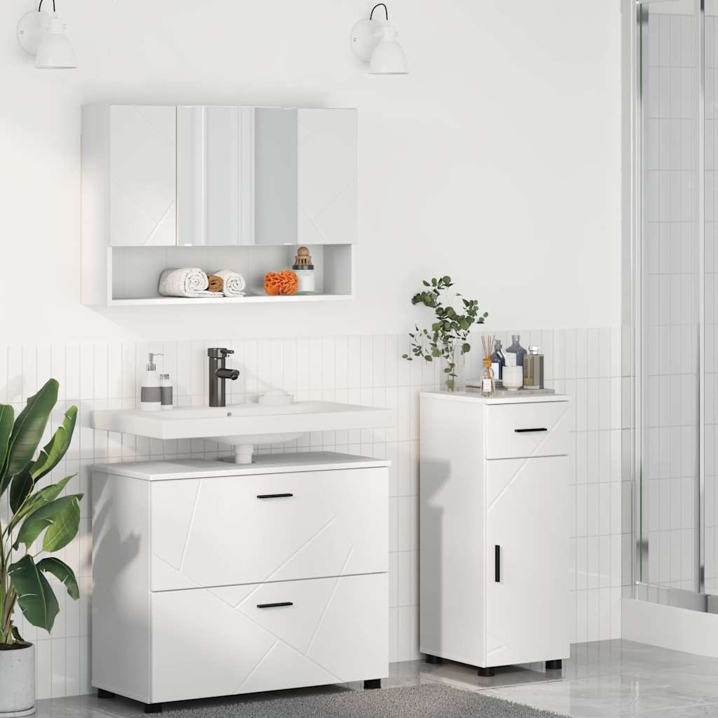 vidaXL Juego de muebles de baño 3 uds. Madera engineered y metal
