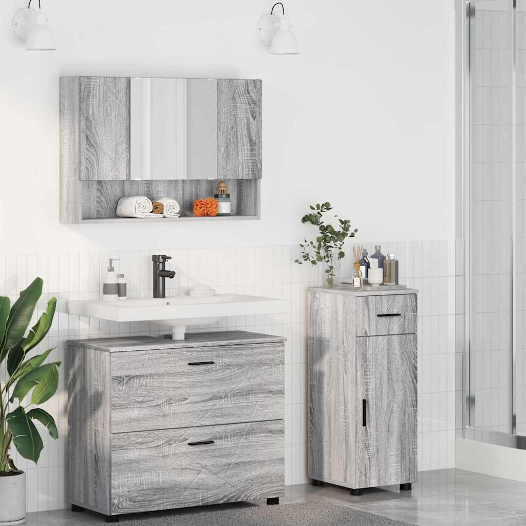 vidaXL Juego de muebles de baño 3 uds. Gris Sonoma