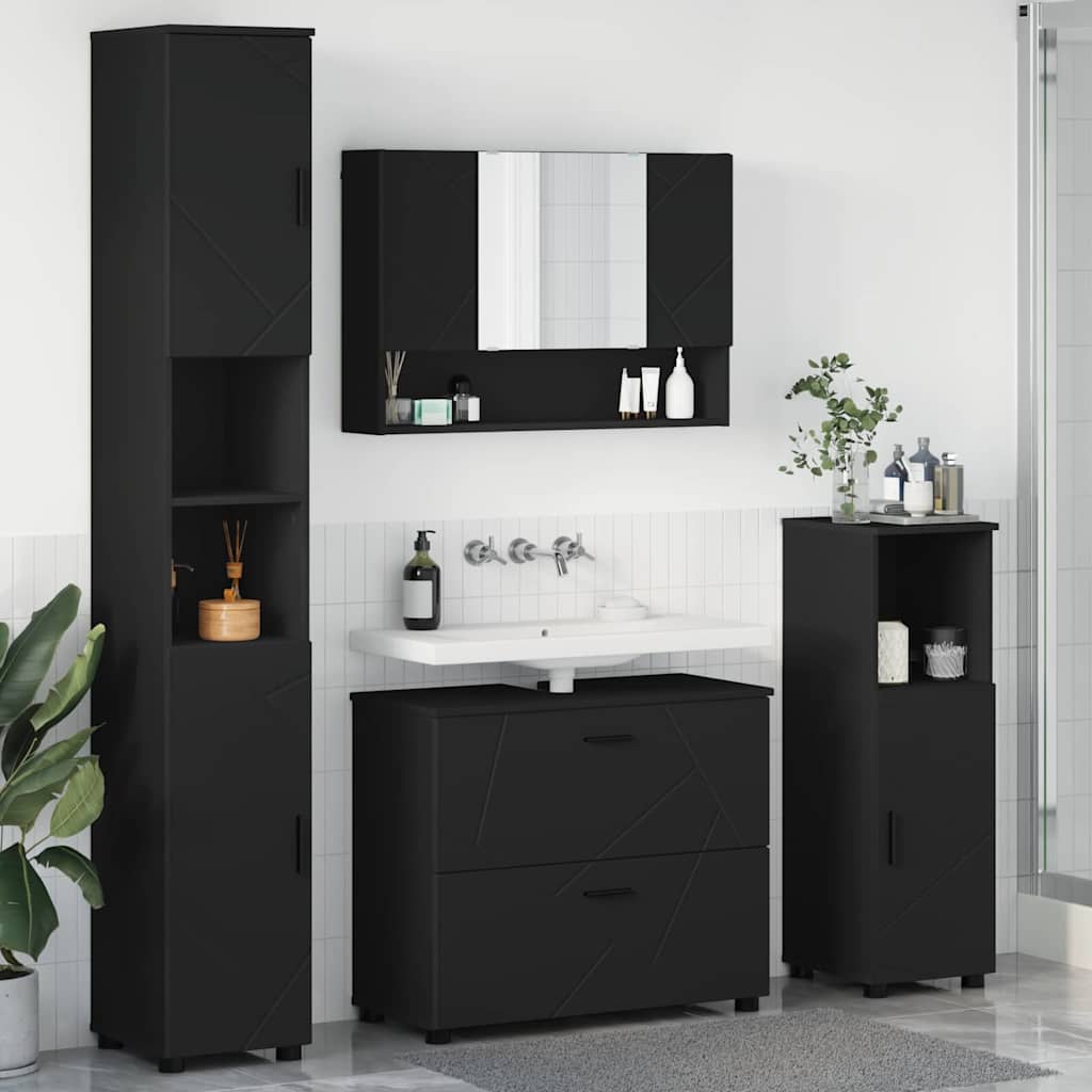 vidaXL Juego de muebles de baño 4 uds. Negro 35 x 30 x 192 cm