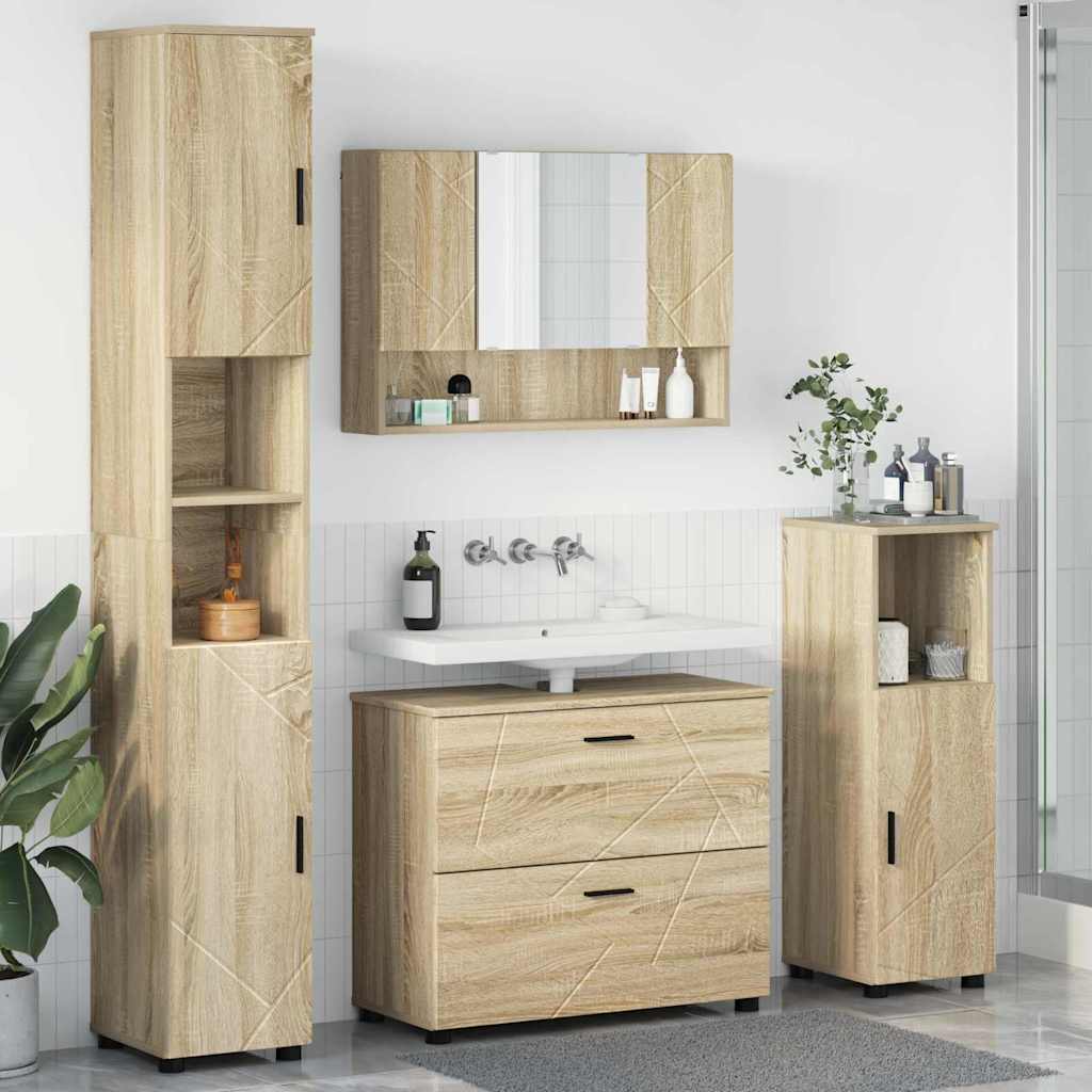 vidaXL Juego de muebles de baño 4 uds. Roble Sonoma 35 x 30 x 192 cm