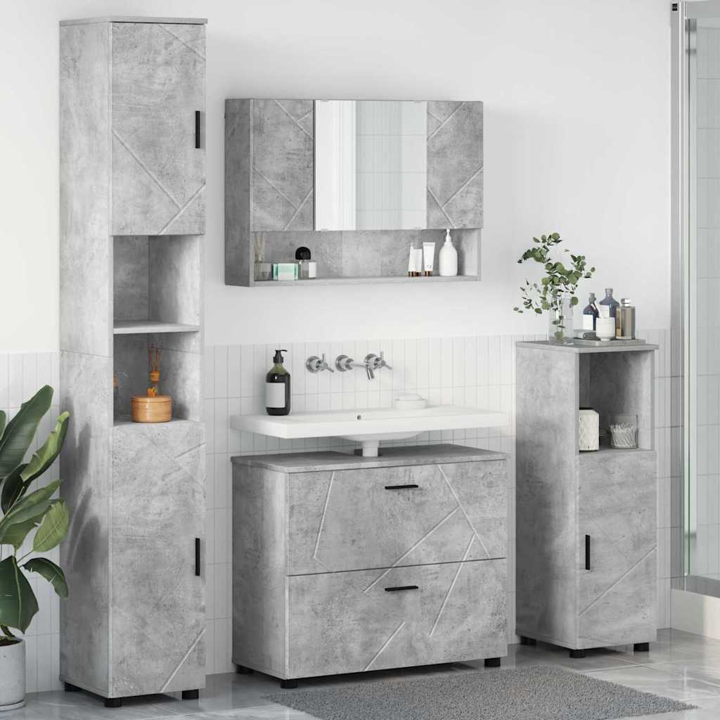 vidaXL Juego de muebles de baño 4 uds. Gris Concreto 35 x 30 x 192 cm