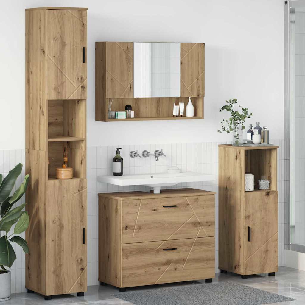 vidaXL Juego de muebles de baño 4 uds. Roble artisan 35 x 30 x 192 cm