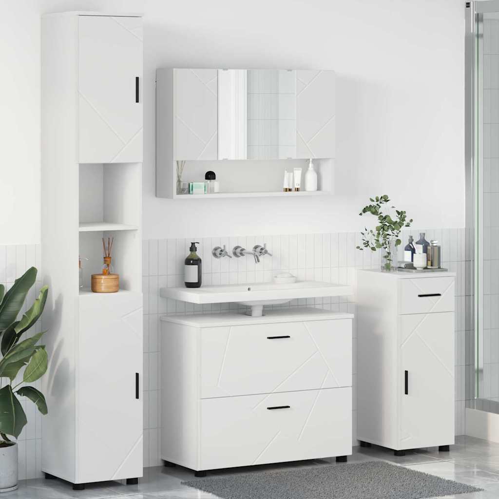 vidaXL Juego de muebles de baño 4 uds. Madera engineered y metal
